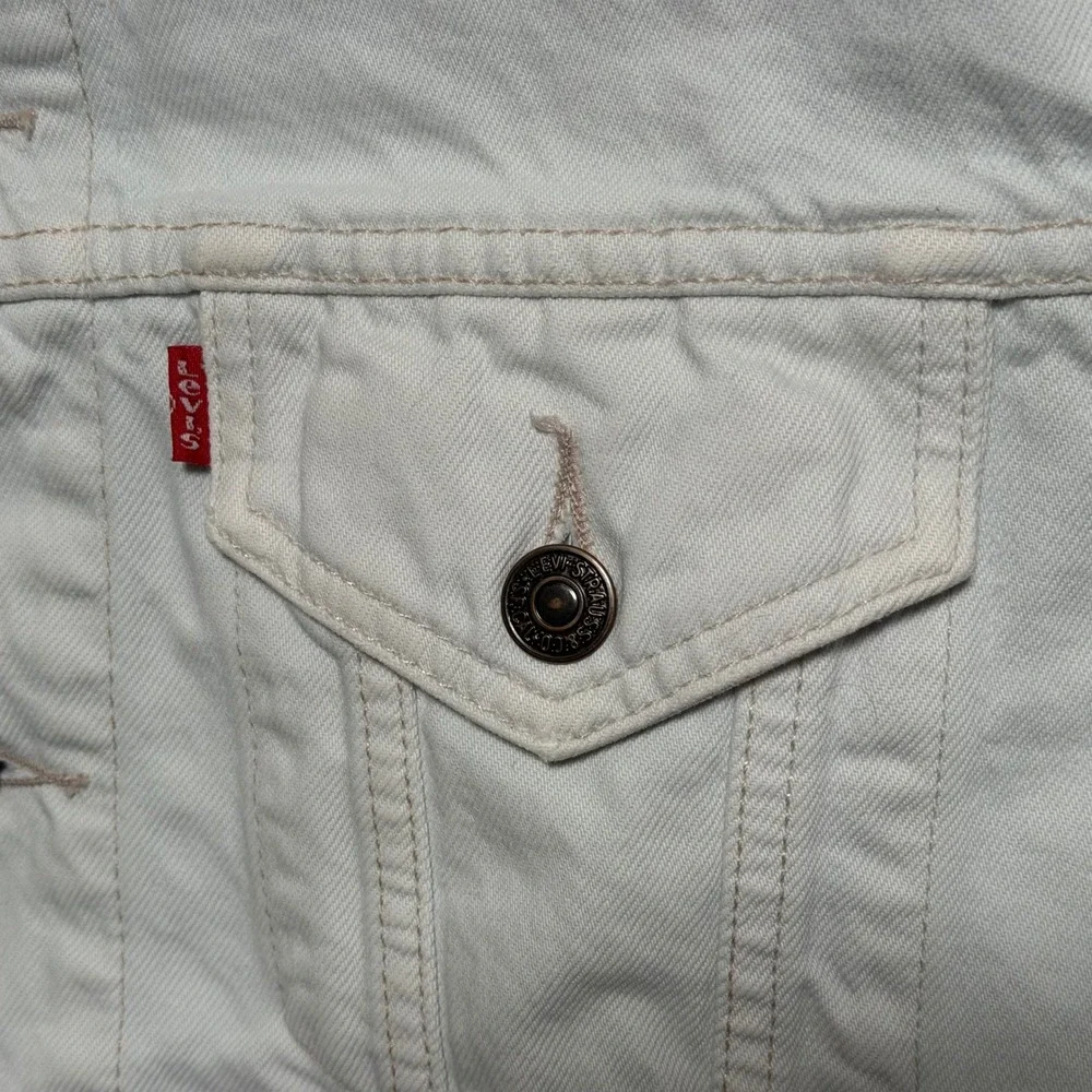 Vintage Levis Type III Trucker Jacket Mens Medium White Denim Button 90s 70503